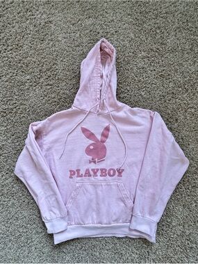 PLAYBOY Light Pink Logo Pullover Hoodie